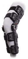 Picture of a leg with a knee brace, used for meniscus tear and ACL treatment